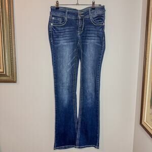 WallFlower Luscious Curvy Bootcut Jeans Distressed Cut Waist Size 5
